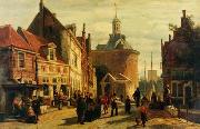 unknow artist, European city landscape, street landsacpe, construction, frontstore, building and architecture. 326